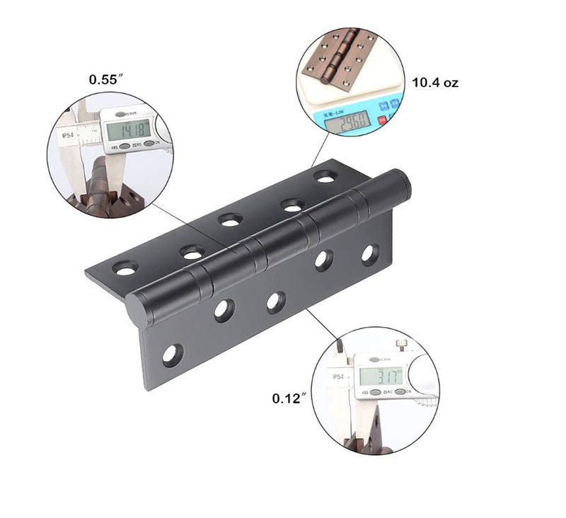Hyever 2 Pcs 5" Stainless Steel Ball Bearing Door Hinges with Square Corner for Heavy Duty Wood Door,1/8 Inch Thickness Matte Black - Image 5